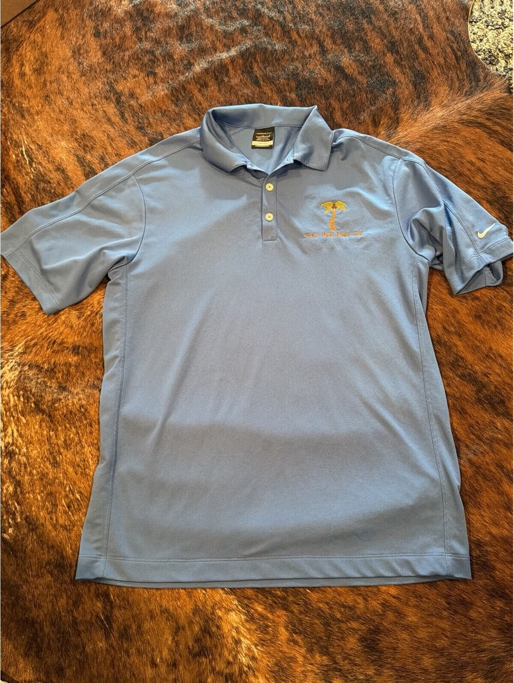 Nike Golf Dri-FIT Polo Shirt 2013 Maui Ryder Cup Palm Tree Hawaii Blue Men’s L - Picture 7 of 9
